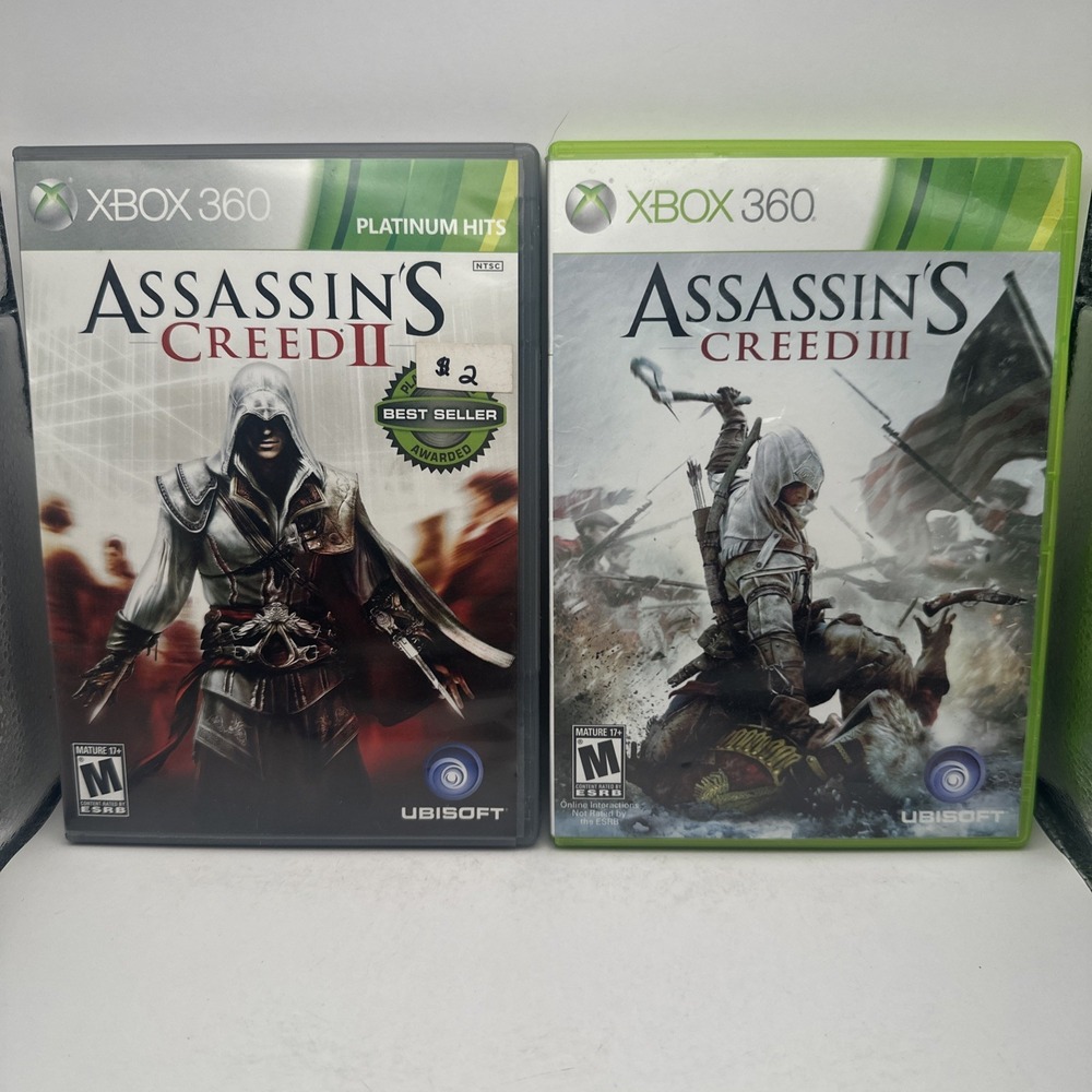 Assassin's Creed II 2 III 3 Xbox 360 Games LOT Bundle CIB Complete Manuals
